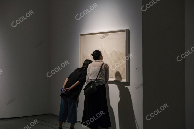 北京今日美术馆纸艺术展上看展的人