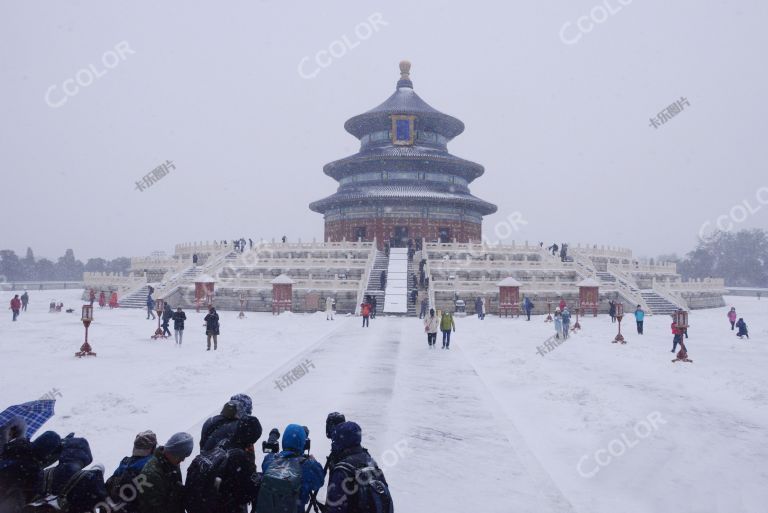 旅游类：雪中的天坛公园，2021年北京初雪
